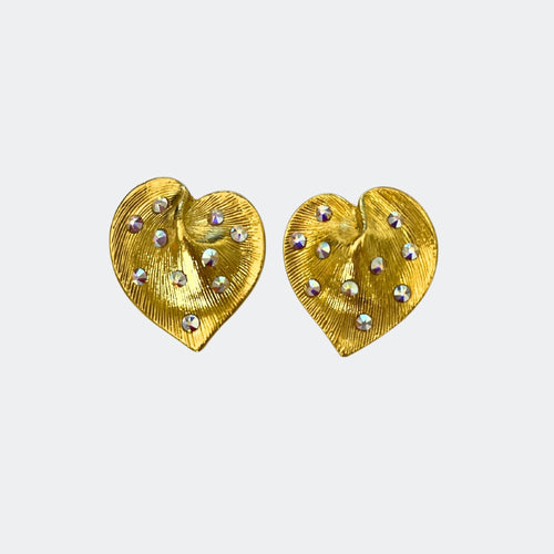 CLIPPED ON HEART EARRINGS-EJ1744 - Jimmy Crystal New York